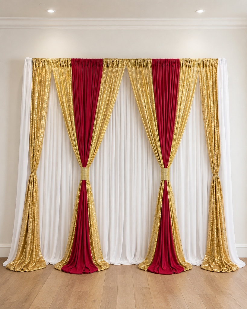 Gold Sequin & Velvet Drape Backdrop