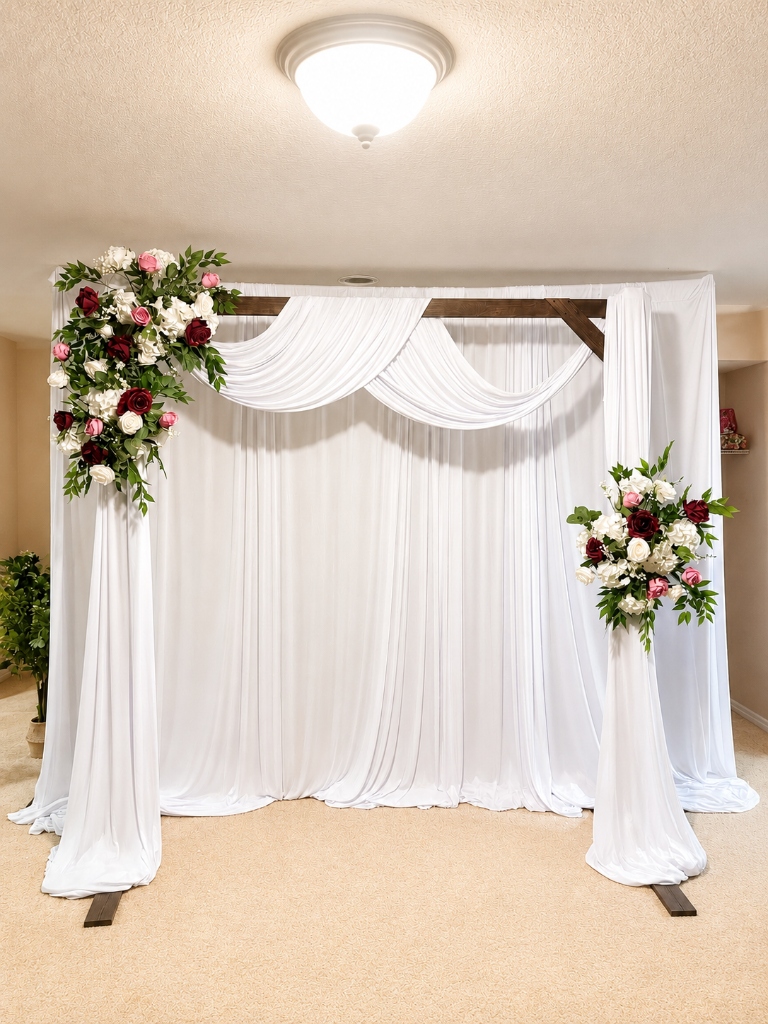 Indoor Wedding Arch with Cascading Drapery